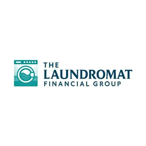 The Laundromat Financial Group logo – sleek, professional design featuring bold typography and a modern icon representing smart financing for laundromat owners. The color scheme conveys trust and expertise in business funding and growth.